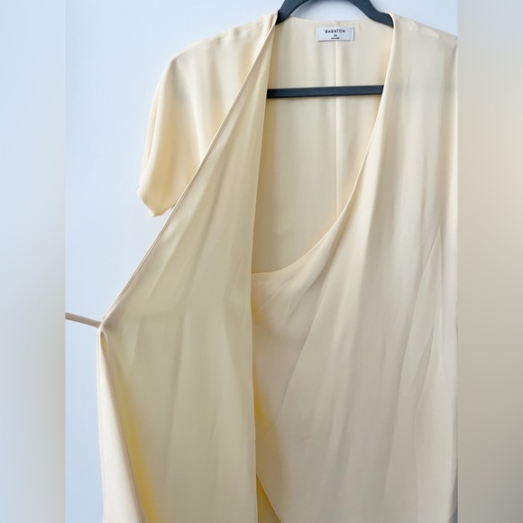✨WORN ONCE✨ | Babaton Light Yellow Tie / Wrap Tshirt Dress - Picture 3 of 4